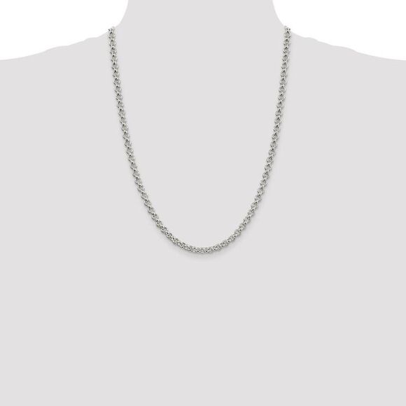 Men's 5mm, Sterling Silver Solid Rolo Chain Necklace, 24 Inch - Picture 2 of 8
